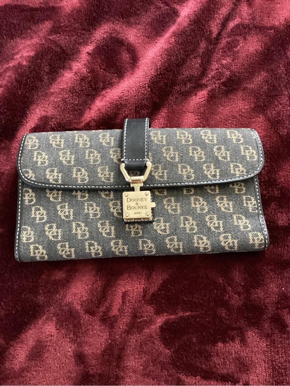 Dooney & Bourke Brown and Gold Signature Monogram Continental Wallet